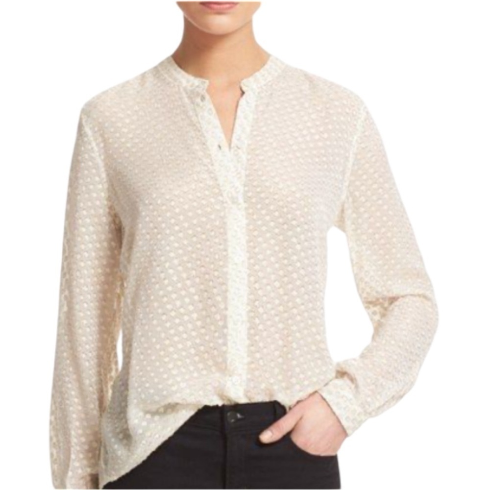 EQUIPMENT 'Henri' Gold Metallic Dot Silk Blend Shirt - Small